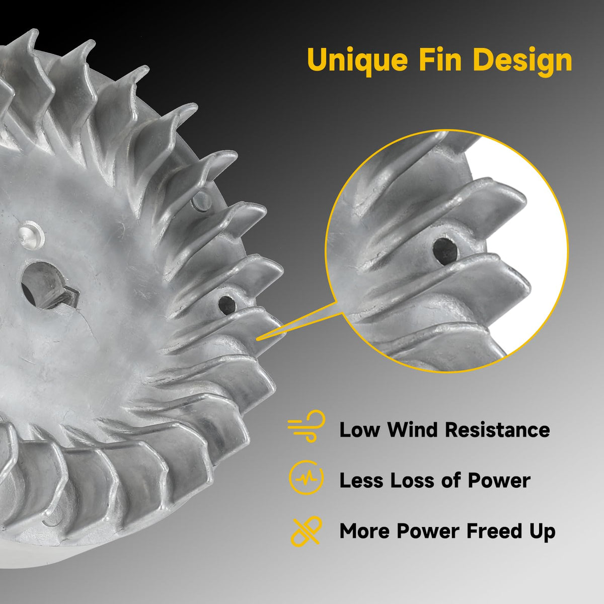 HIAORS flywheel surface texture and casting detail highlighting heat-resistant material