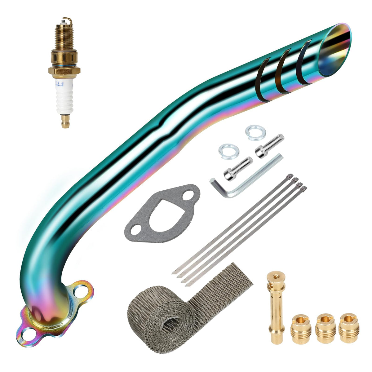 HIAORS front view exhaust pipe showing fit and finish, improves breathing