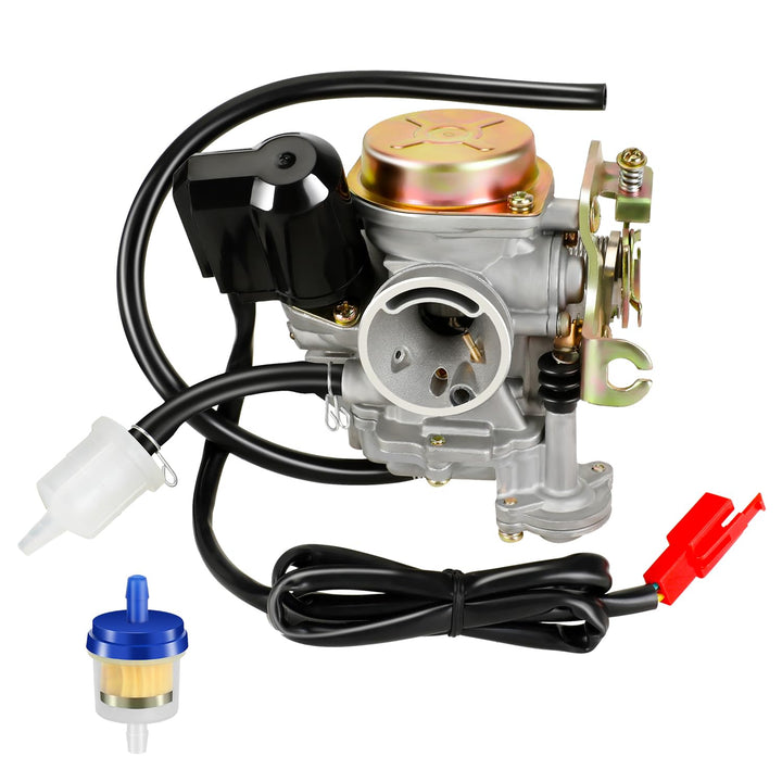 HIAORS carburetor front view showing mounting, improves throttle response