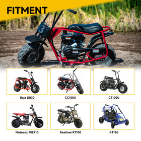 HIAORS tire installed on mini bike riding a dirt trail for improved control