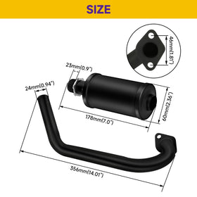 HIAORS exhaust installed under-seat on mini bike for safer routing