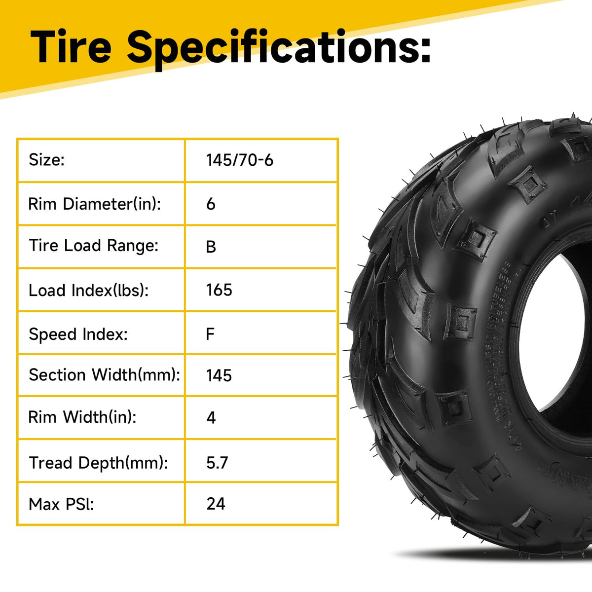 HIAORS tire mounted on a 6-inch rim demonstrating correct fitment advantage