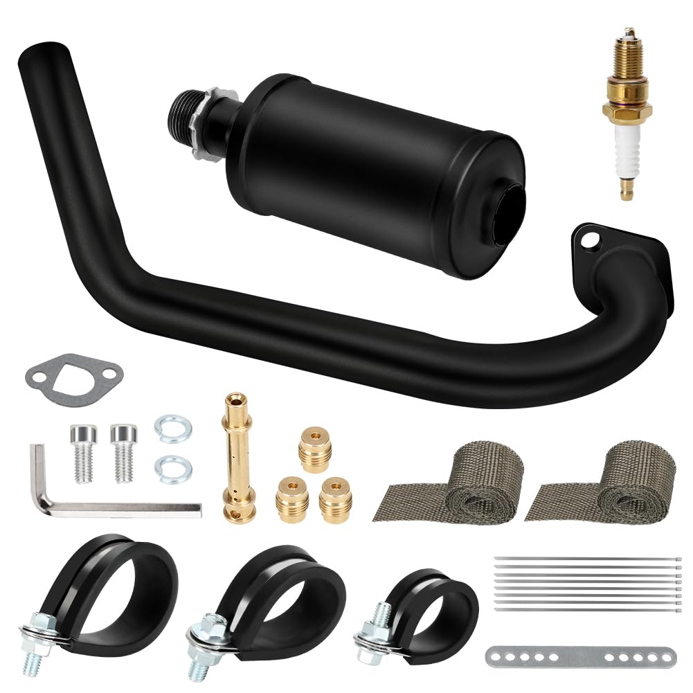 HIAORS muffler front view showing compact design and improved airflow