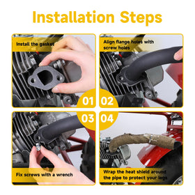 HIAORS pipe installed on a mini bike engine demonstrating bolt-on fit