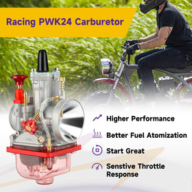 HIAORS PWK24 horn-style air inlet close-up boosting air velocity and atomization
