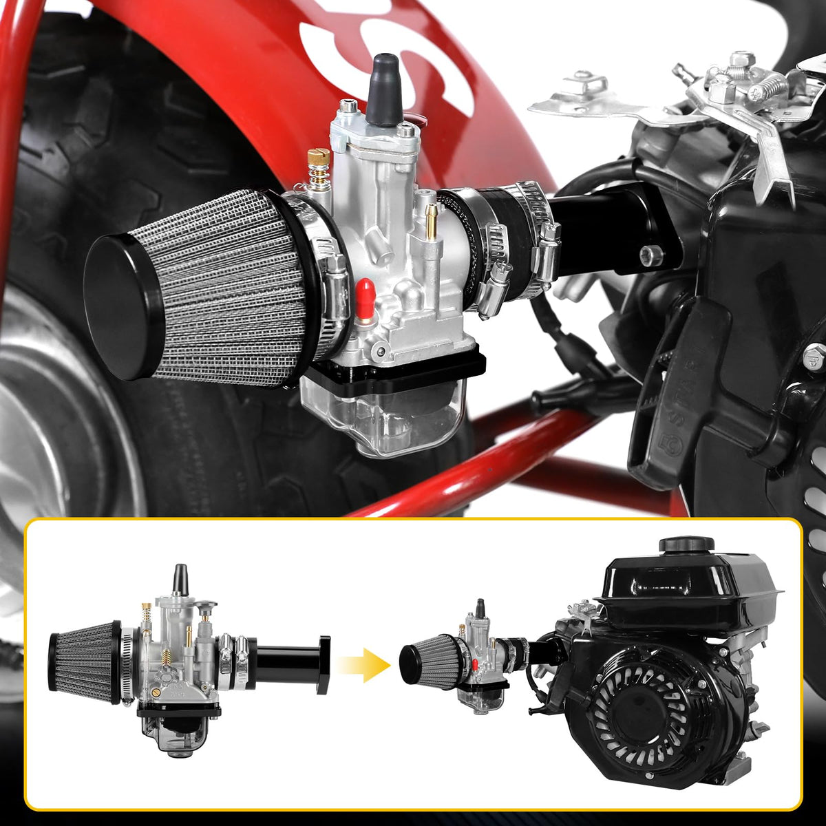 HIAORS horn-shaped inlet detail, boosting airflow for improved fuel atomization
