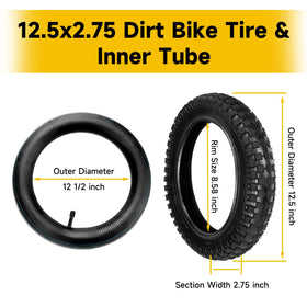 HIAORS tire next to ruler showing accurate 12.5x2.75 sizing