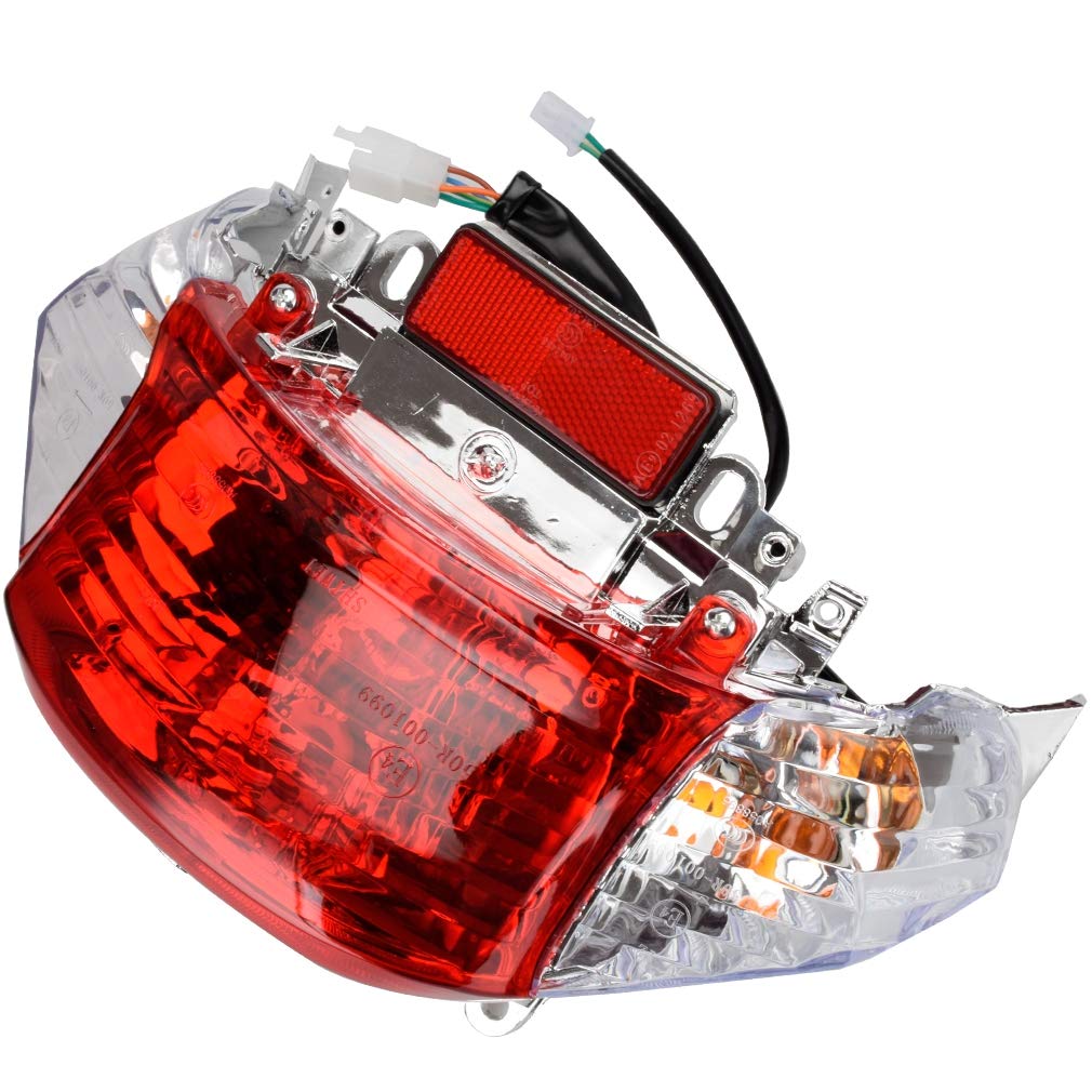 HIAORS taillight beside ruler showing 148 mm mounting spacing for accurate fit checking