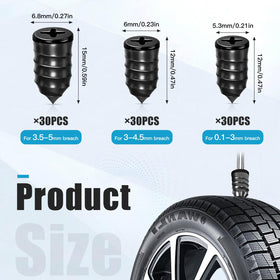 Hiber Sea close-up of three plug sizes showing options for various puncture diameters