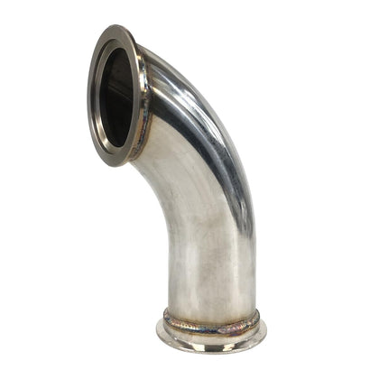 HiBuyer front view of 3" V-band 90° elbow showing clean flange faces and fit