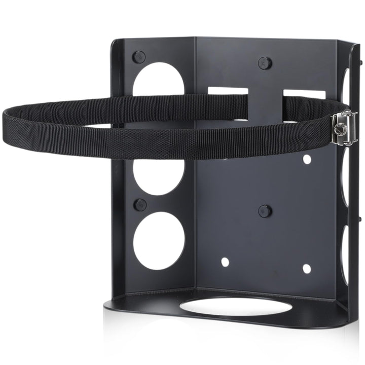 Hicarer front view of bracket showing cradle and strap, demonstrates secure hold