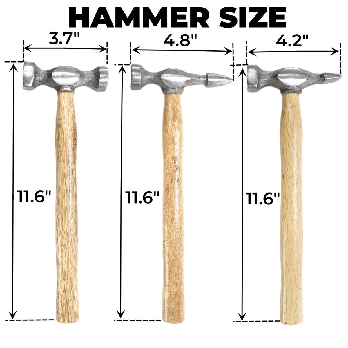 Hiceeden close-up of hardened hammer heads illustrating wear-resistant finish