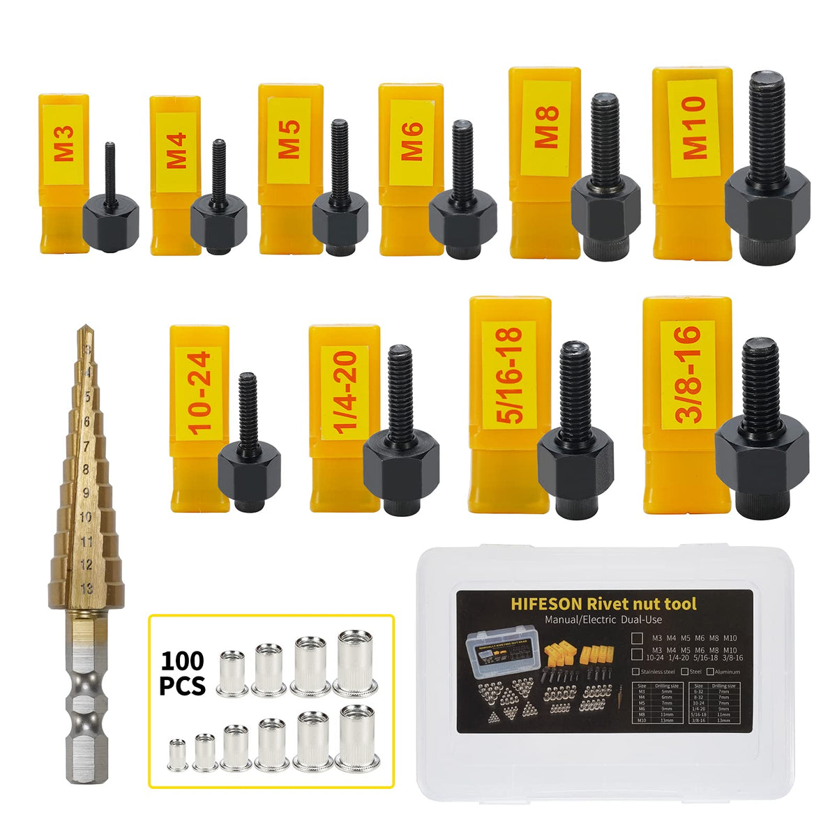 HIFESON front packaging showing the complete rivet nut kit and benefits