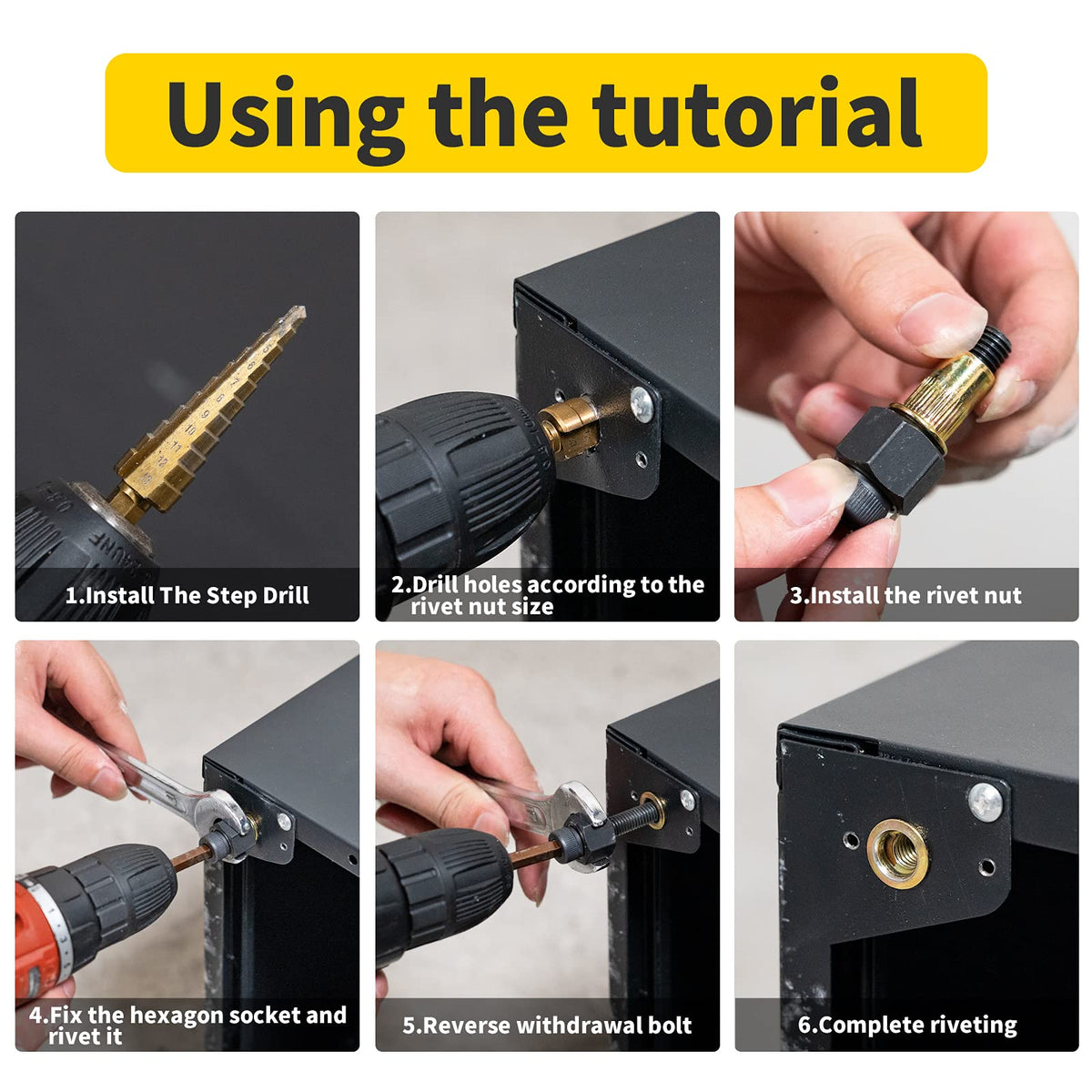 HIFESON step drill cutting clean holes for precise rivet nut fit