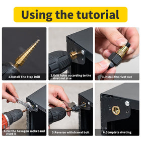HIFESON step drill cutting clean holes for precise rivet nut fit