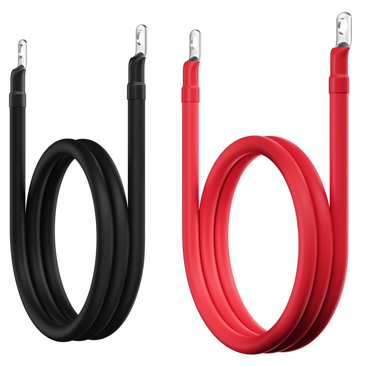 HiFind front view package showing both red and black 4 ft cables and lugs for quick identification