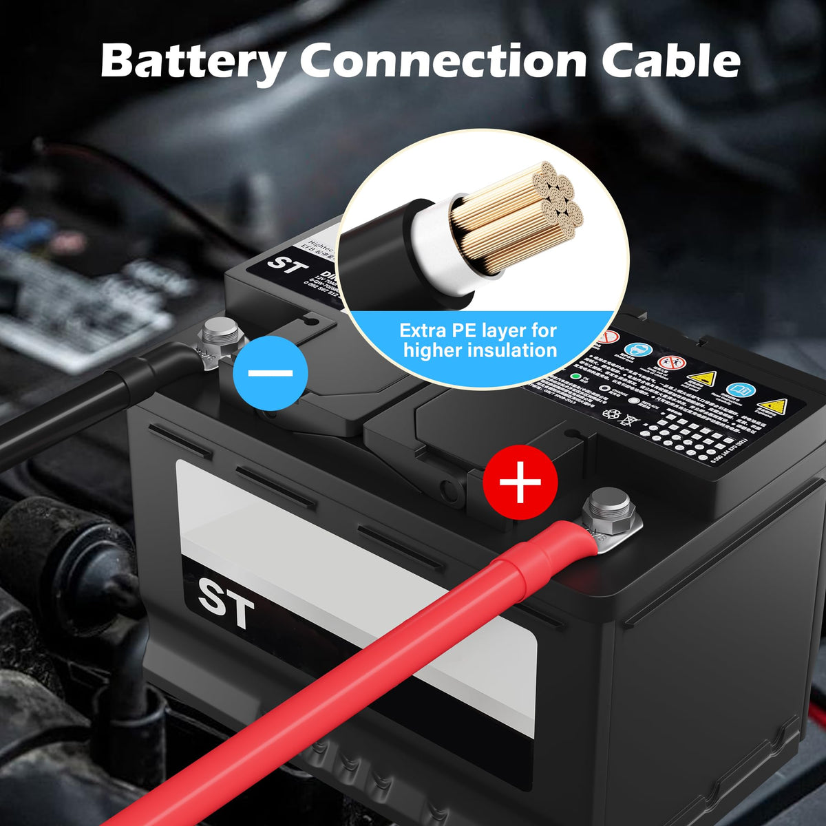 HiFind cables installed on inverter and battery demonstrating reliable high-current power transfer