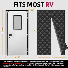 Hifor curtain beside measuring tape showing 33 by 80 inch size for fit assurance