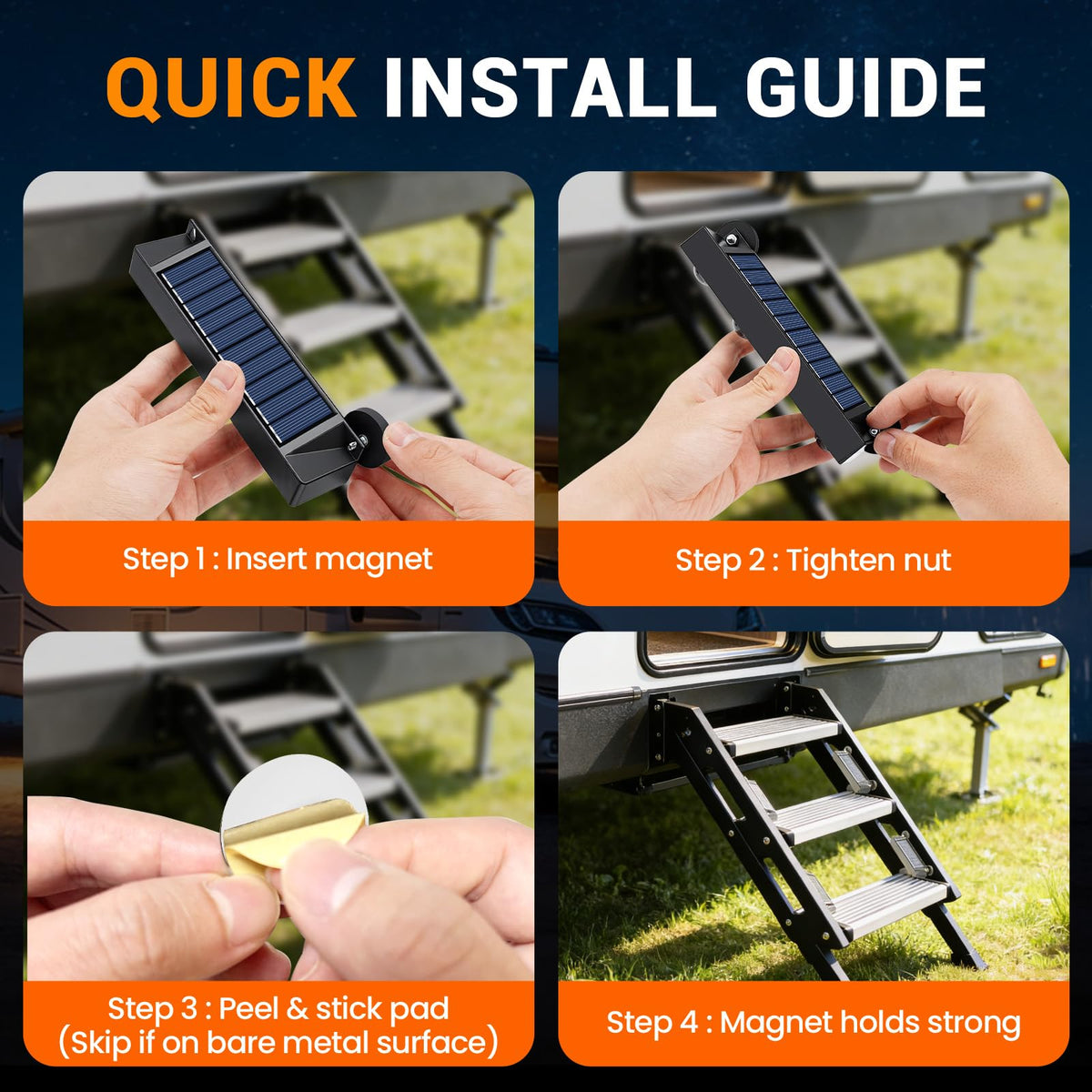 Hifor hand holding single light showing size and easy tool-free install