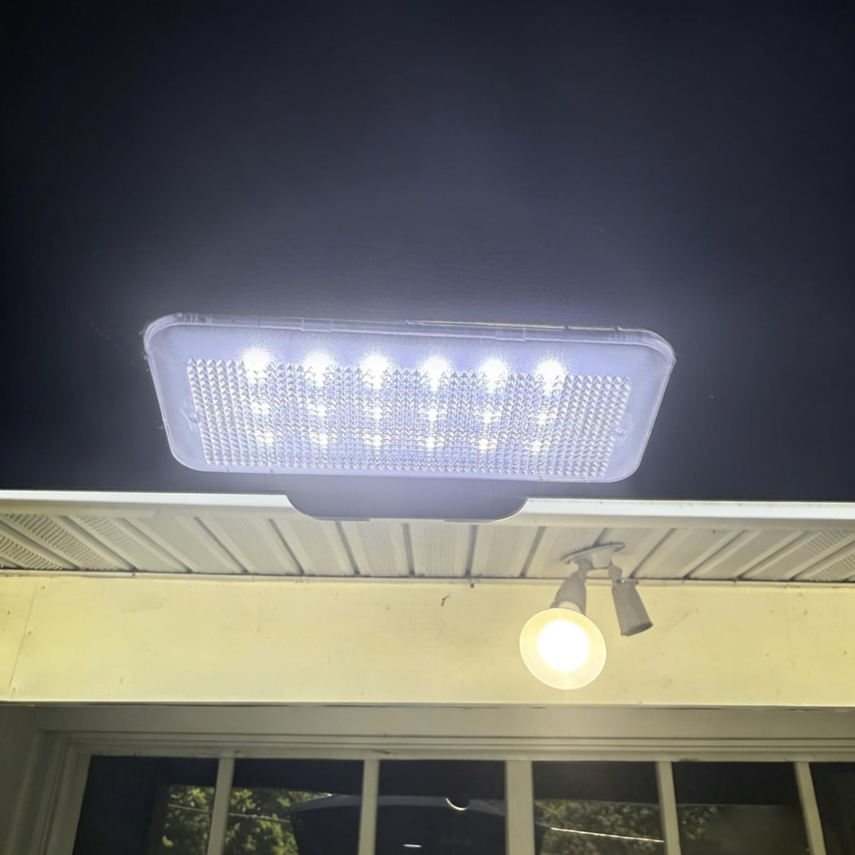 HIGH FLYING closeup of LED array with visible diodes for brighter coverage