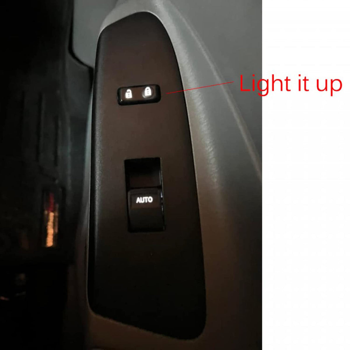 HIGH FLYING illuminated buttons close-up highlighting white LED visibility and easy night use