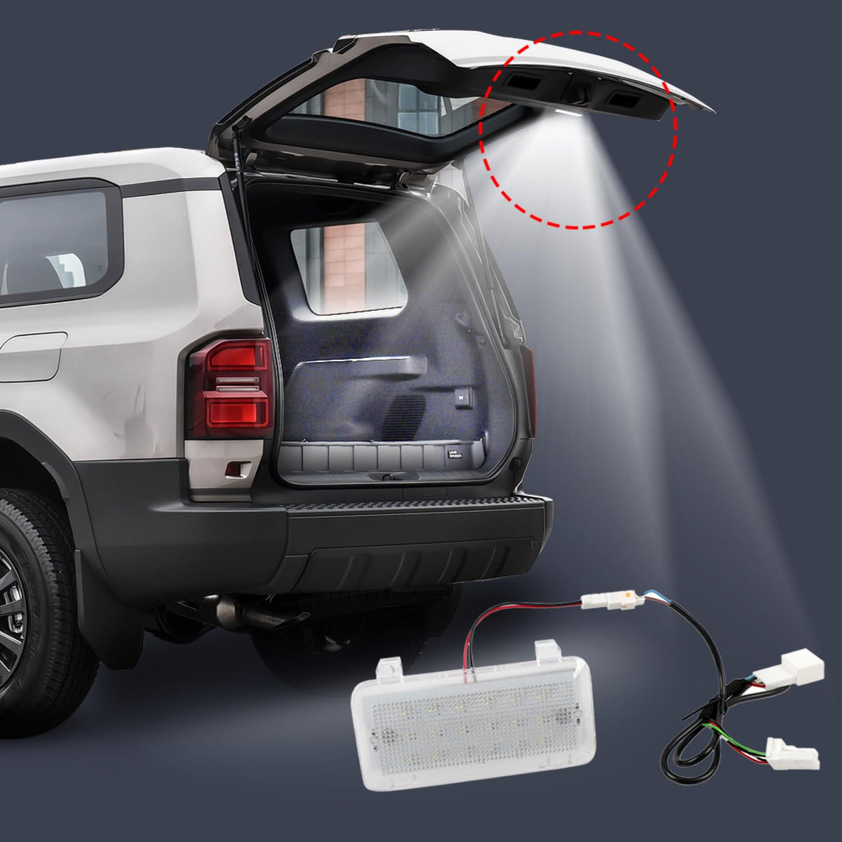 HIGH FLYING front view of rear tailgate LED showing bright coverage benefit