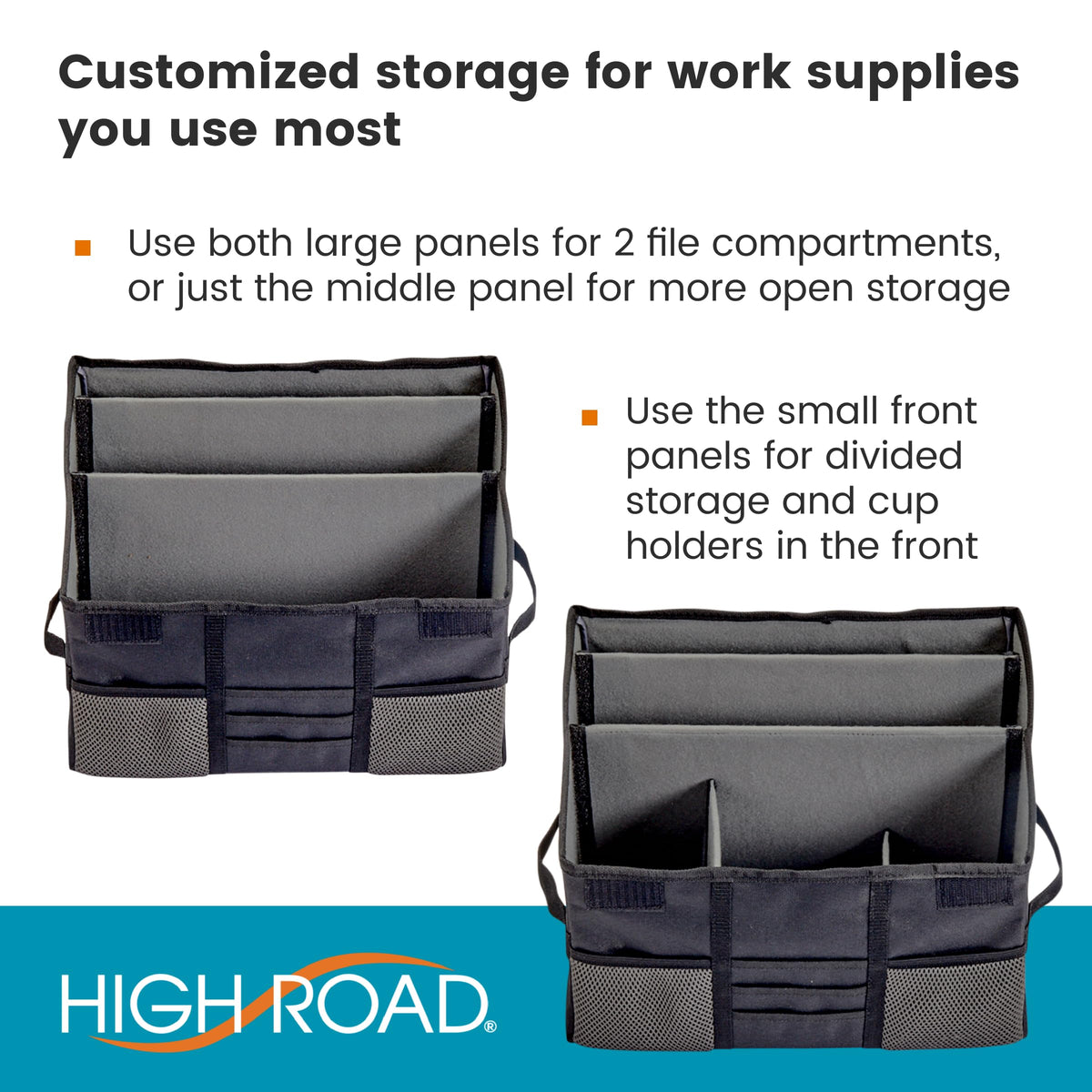 High Road organizer used as angled desk holding tablet and notebook for productivity