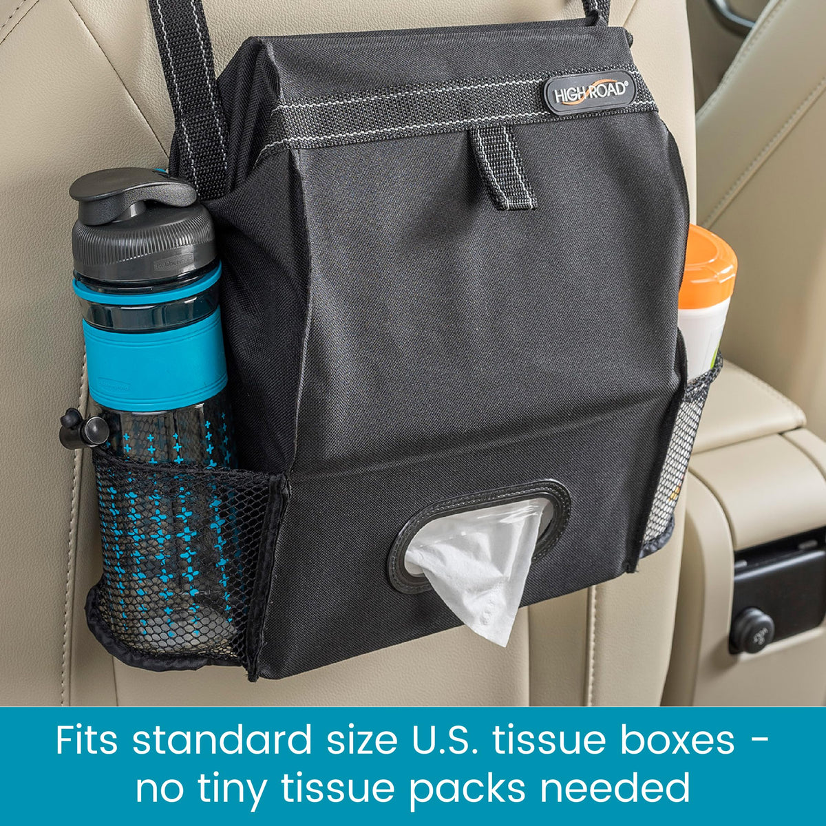 High Road organizer mounted on back of seat for rear passenger access