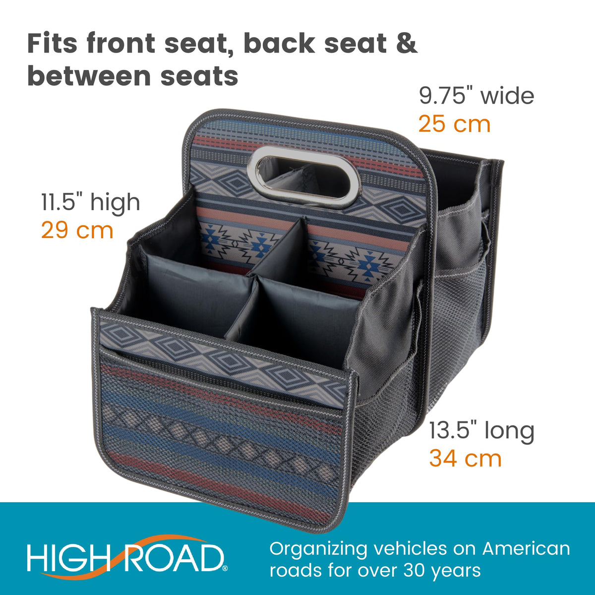 High Road car caddy backseat tablet storage holding a tablet and books for passenger convenience
