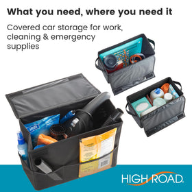 High Road Carganizer in car during road trip for tidy travel