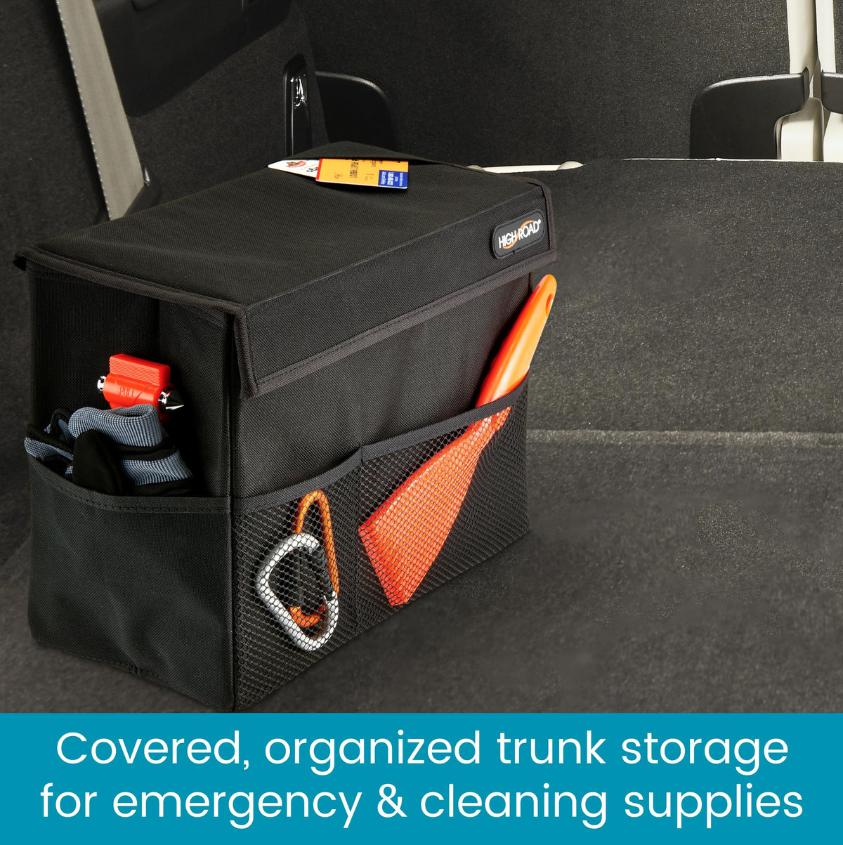 High Road Carganizer open interior holds tablet and travel supplies