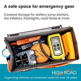 High Road Carganizer side pockets show easy-access storage benefits