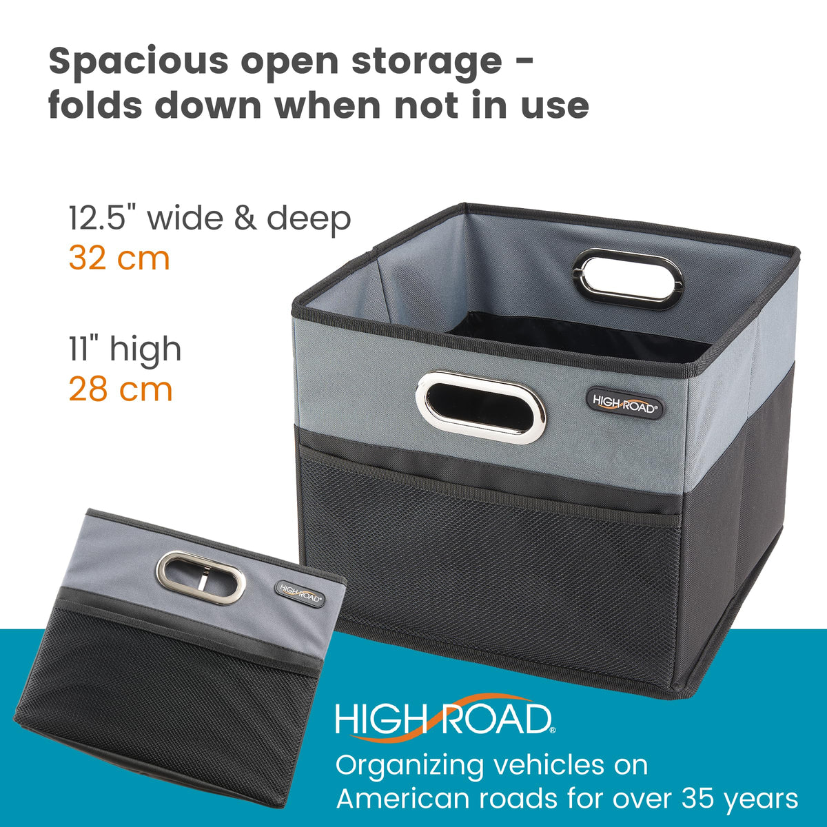 High Road CargoCube size comparison with grocery bags to show capacity