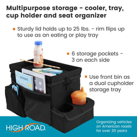 High Road CarHop open lid as snack tray with cup holder convenience