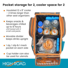 High Road CarHop side pockets and cup holder holding drinks and supplies