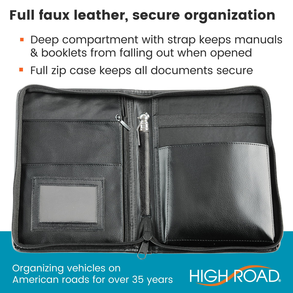 High Road clear pocket detail with visible insurance card for quick access