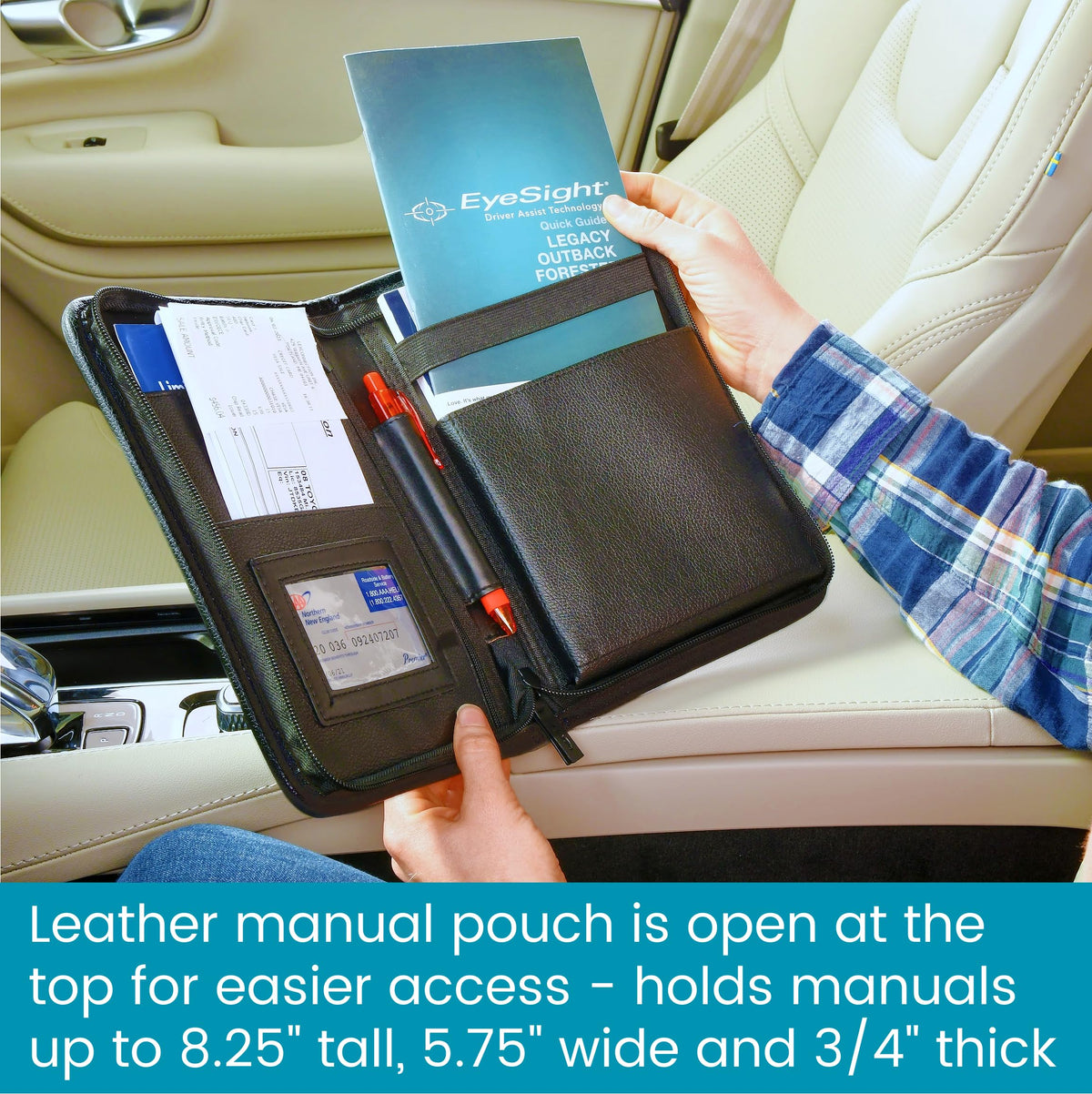 High Road gusseted pocket with manuals demonstrating secure fit