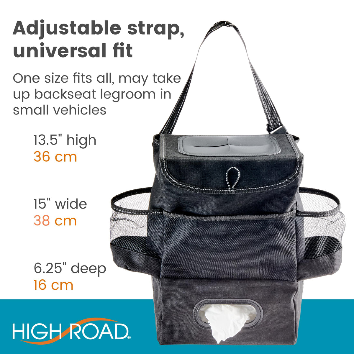 High Road installed behind front seat illustrating accessibility for driver and back seat