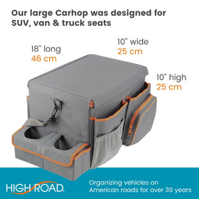 high road in car installed seatbelt secured minimizing movement and spill risk