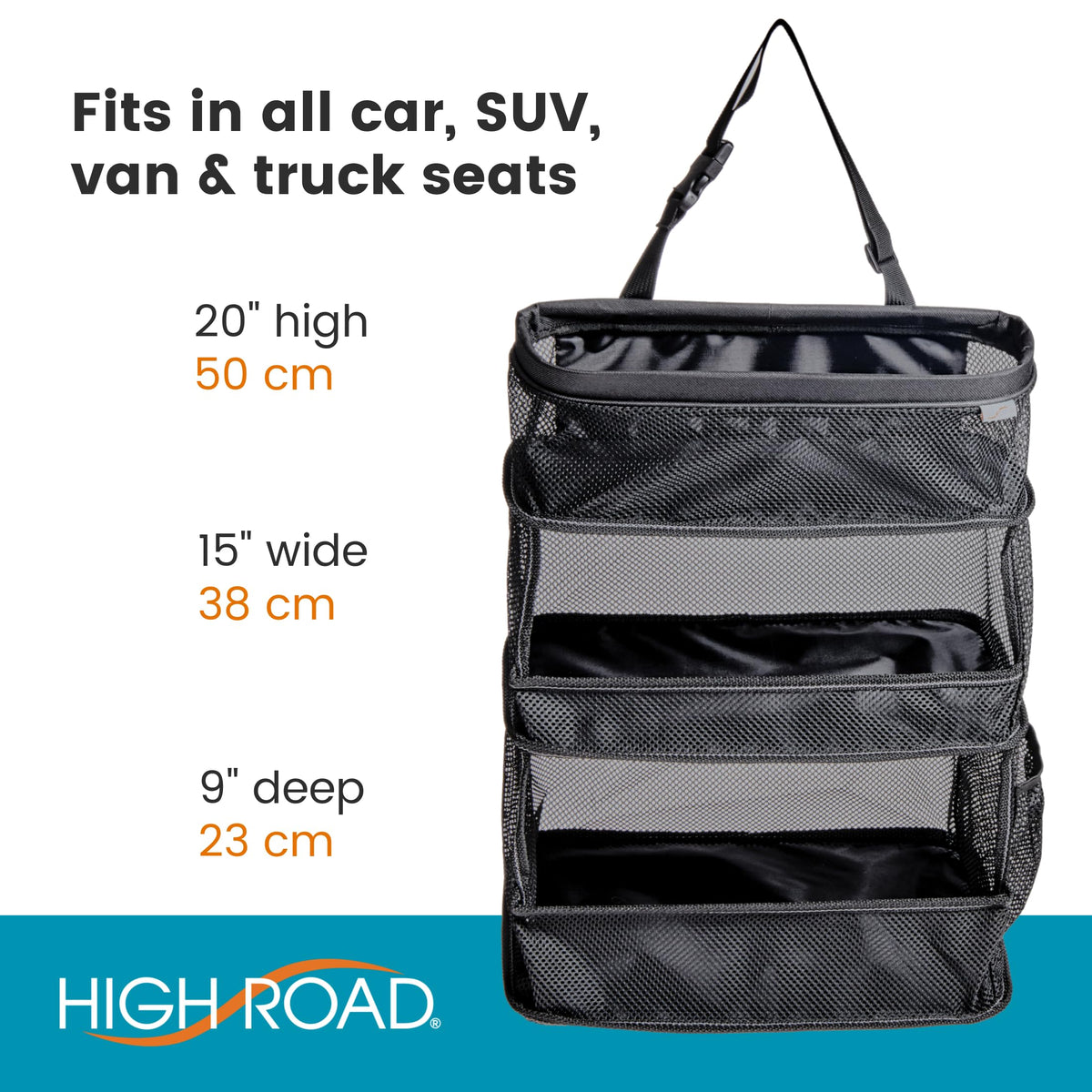High Road in SUV trunk with cleaning supplies to prevent cargo clutter