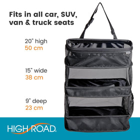 High Road in SUV trunk with cleaning supplies to prevent cargo clutter