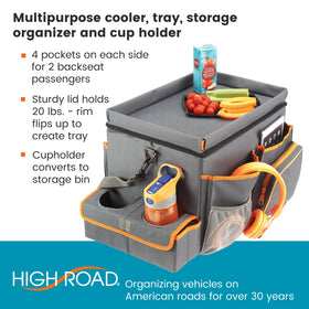 high road lid tray in use as stable surface for writing or eating on the road