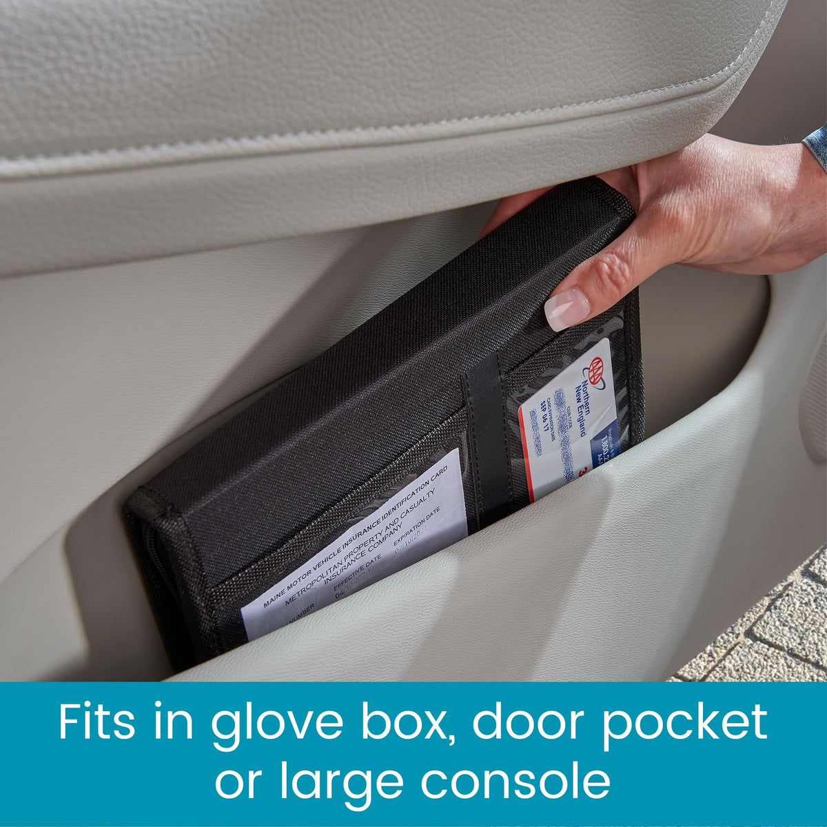 High Road placed on dashboard showing convenient in-car storage