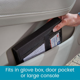 High Road placed on dashboard showing convenient in-car storage