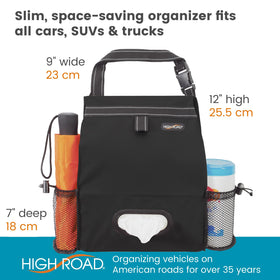 High Road in‑car lifestyle with family demonstrating clutter reduction benefit