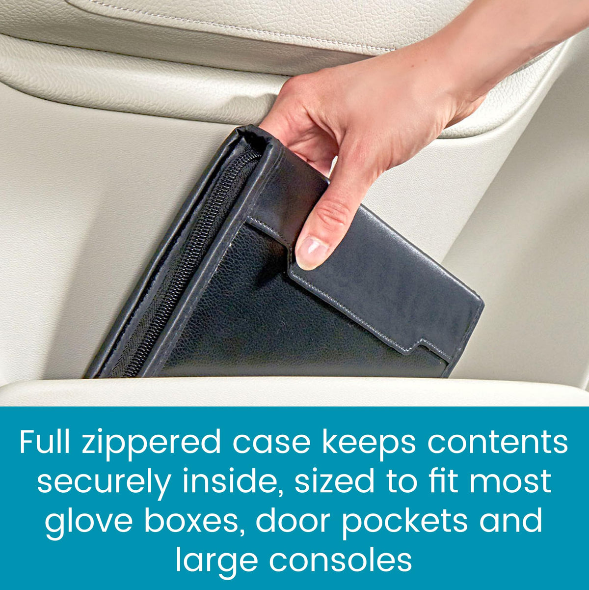 High Road placed in glovebox showing tidy organization and easy reach