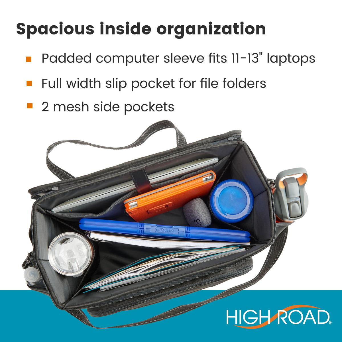 High Road neoprene side pocket holding a bottle to keep drinks insulated on the road