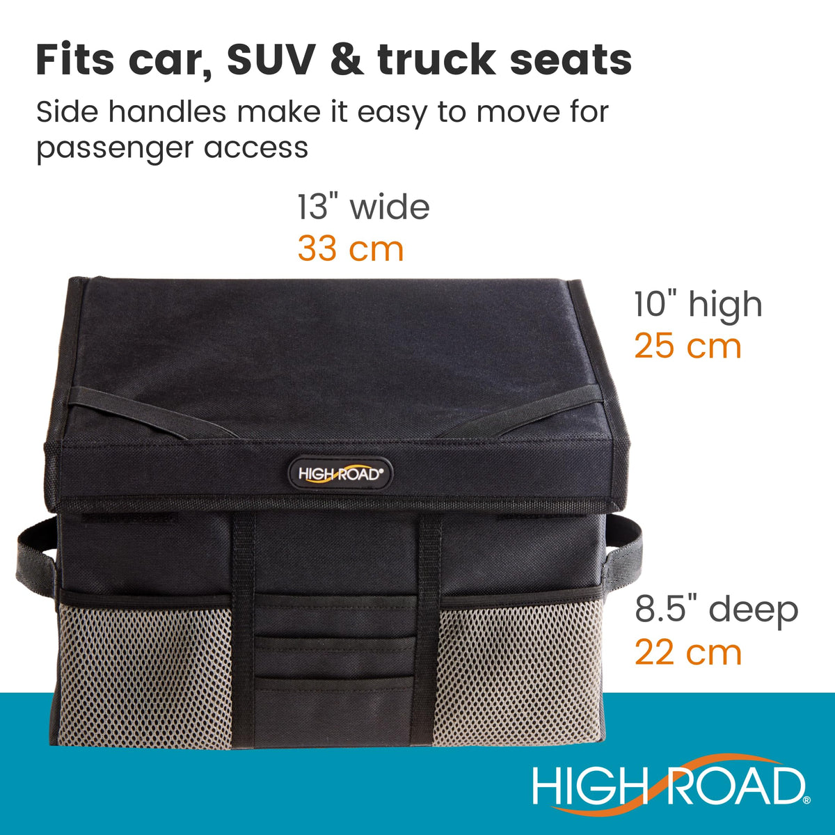 High Road next to 12-inch laptop showing size compatibility and space-saving benefit