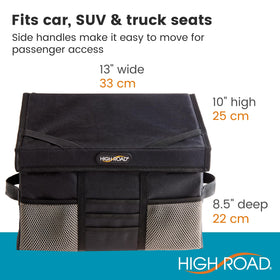 High Road next to 12-inch laptop showing size compatibility and space-saving benefit