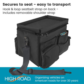 High Road shoulder strap carrying the organizer for easy transport and events